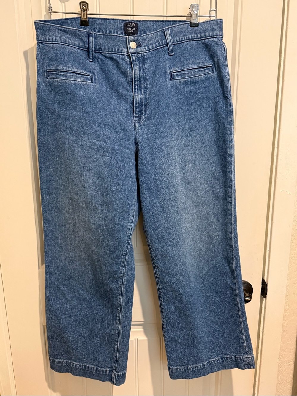 J. Crew Women's Light Blue Wide-Leg Cropped Jeans - Classic Wash